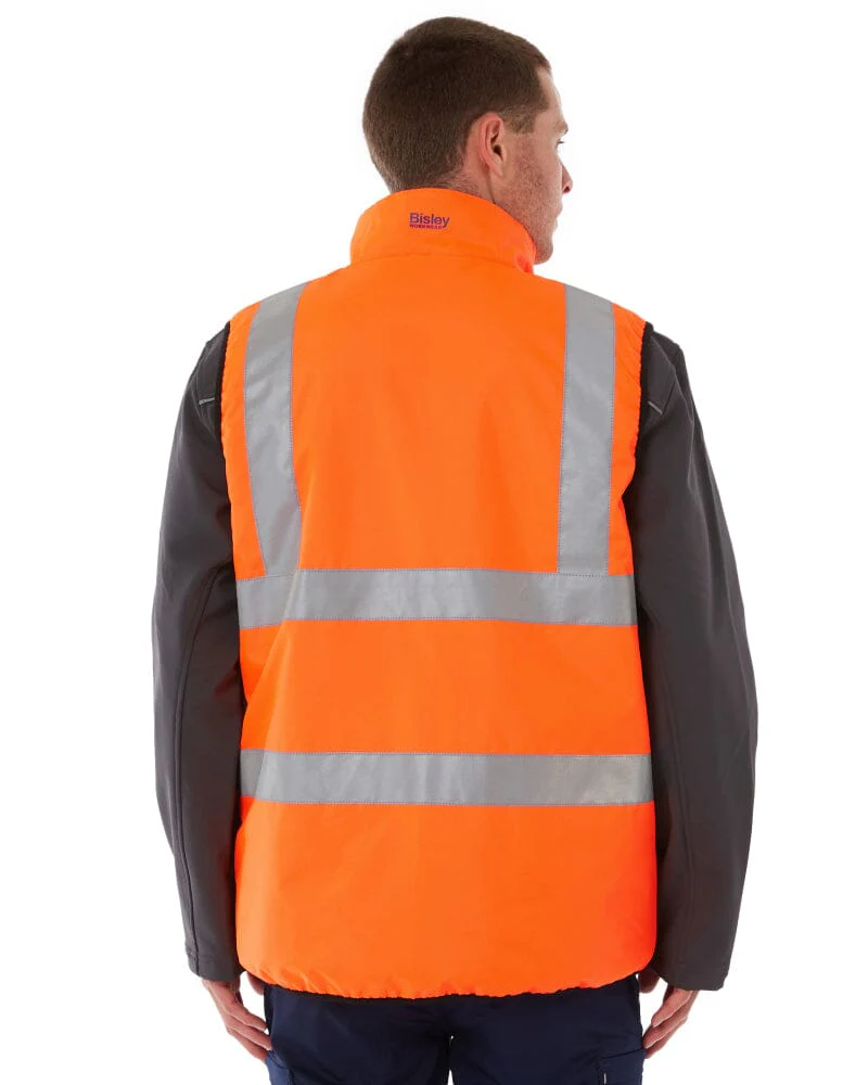 Taped Hi Vis Reversible Puffer Vest - Orange