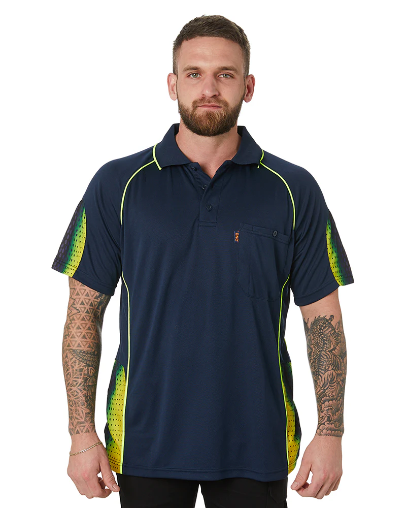 Galaxy Sublimated Polo - Navy/Yellow