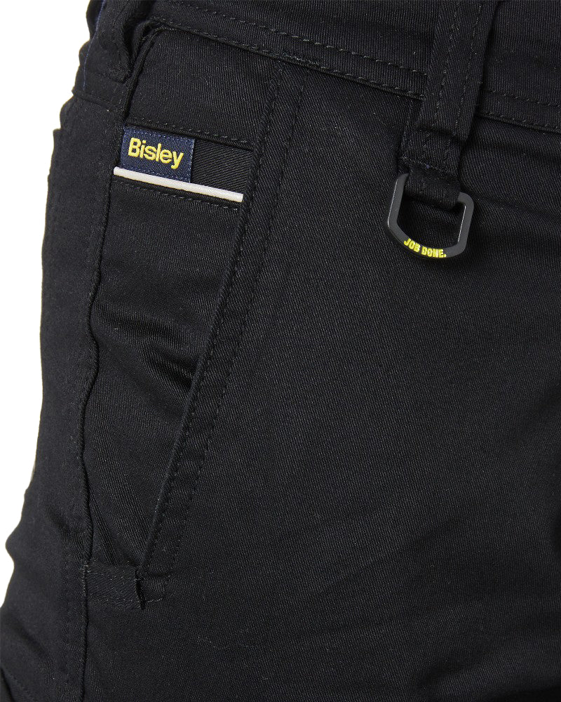 Womens Mid Rise Stretch Cotton Pants - Black