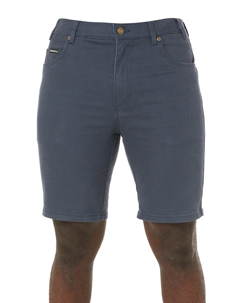 Cotton Stretch Jean Short - Gunmetal Blue