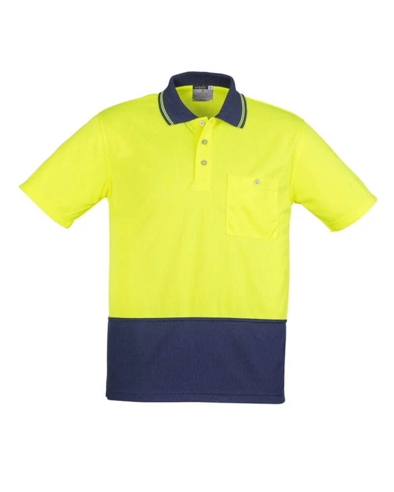 Hi Vis Basic Short Sleeve Polo - Yellow/Navy