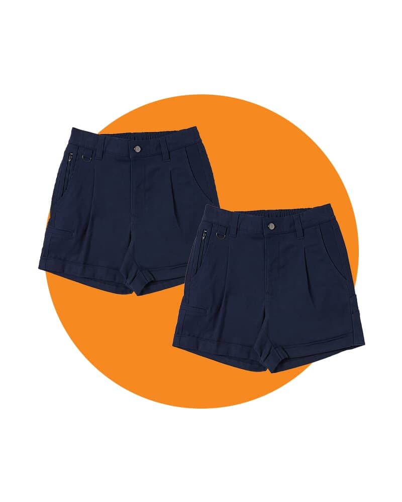Tradies The Workz Womens Shorts 2 Value Pack - Navy
