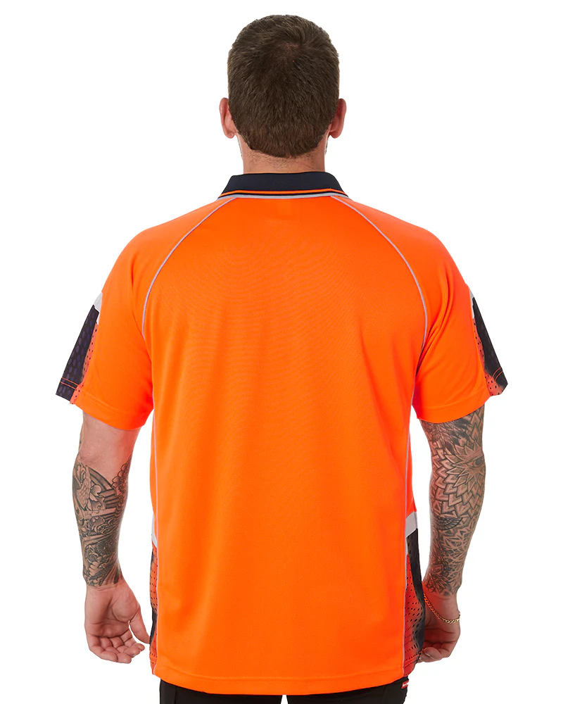 Hi-Vis Galaxy Sublimated Polo - Orange/Navy