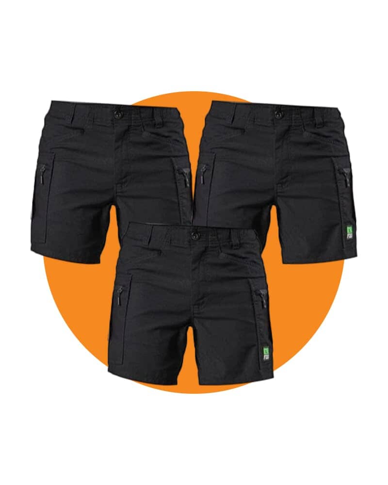 Tradies WS-6 Comfort Waist Stretch Cargo Short Value Pack - Black