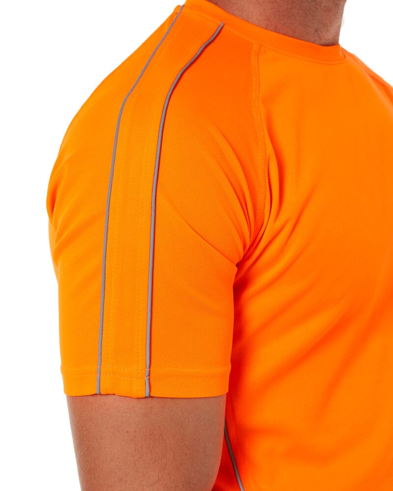 Cool Mesh Tee With Reflective Piping - Hi Vis Orange