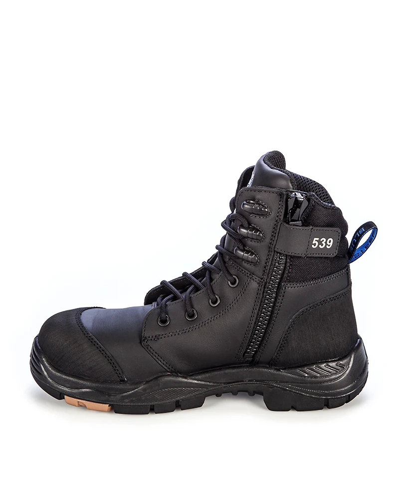 Torquay Lace Up Ankle Boot with Zip - Black