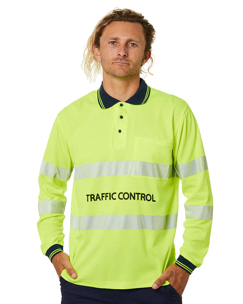 Tradies Traffic Control LS Taped Polo Shirt 2 Value Pack - Yellow