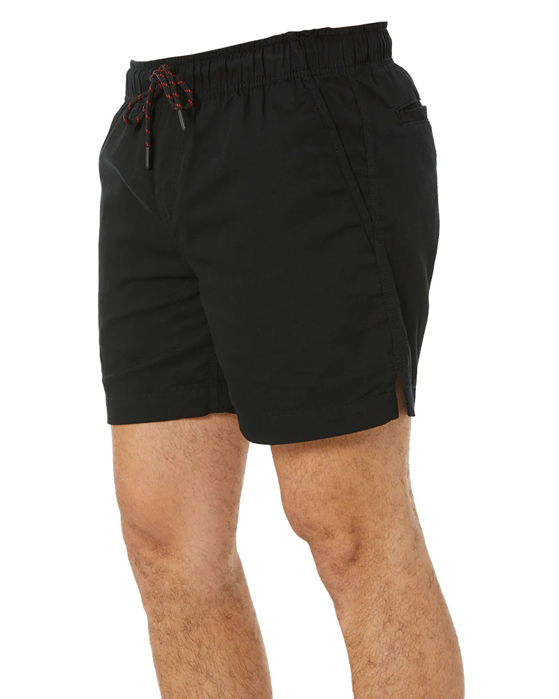 Light Weight Elastic Waist Utility Short - Black