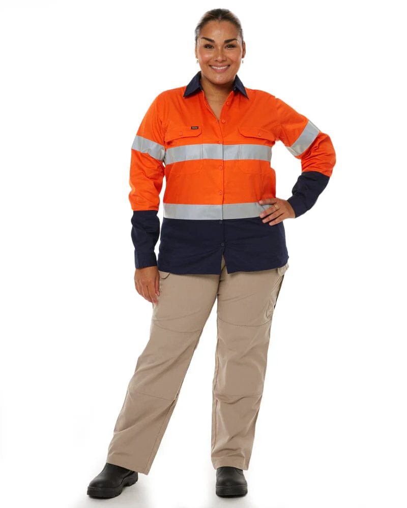 3M Taped Hi Vis Cool Lightweight LS Shirt - Orange/Navy