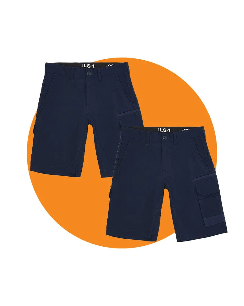 Tradies LS-1 Lightweight Cargo Work Short 2 Value Pack - Navy/Navy