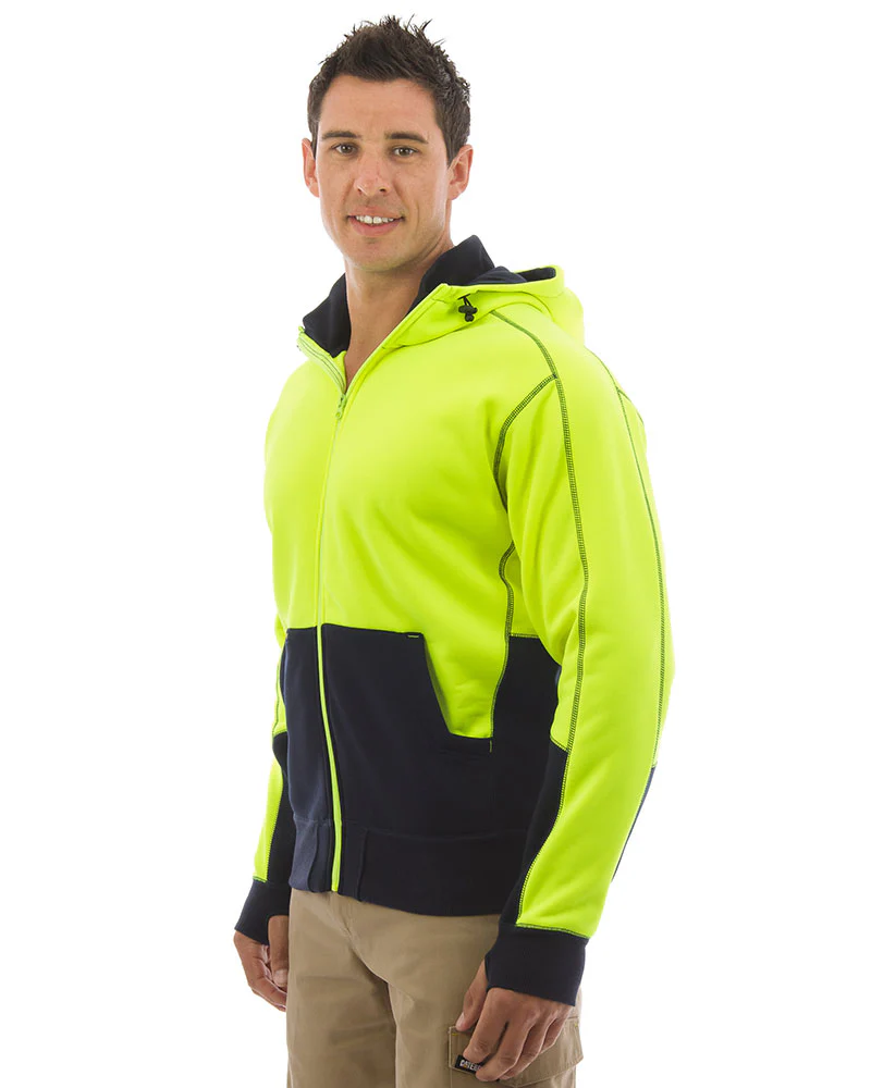 Hi Vis Fleece Hoodie - Yellow/Navy