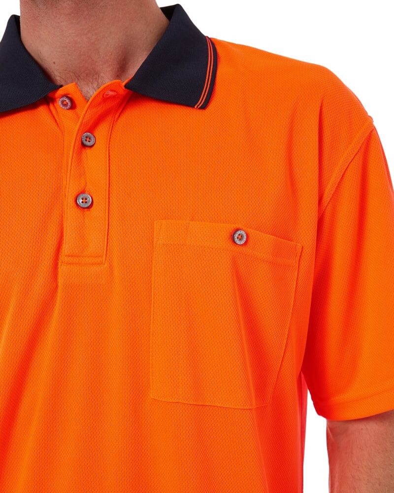 Hi Vis Basic Short Sleeve Polo - Orange/Navy