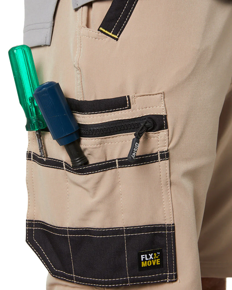 Flex and Move 4-Way Stretch Zip Cargo Short - Stone