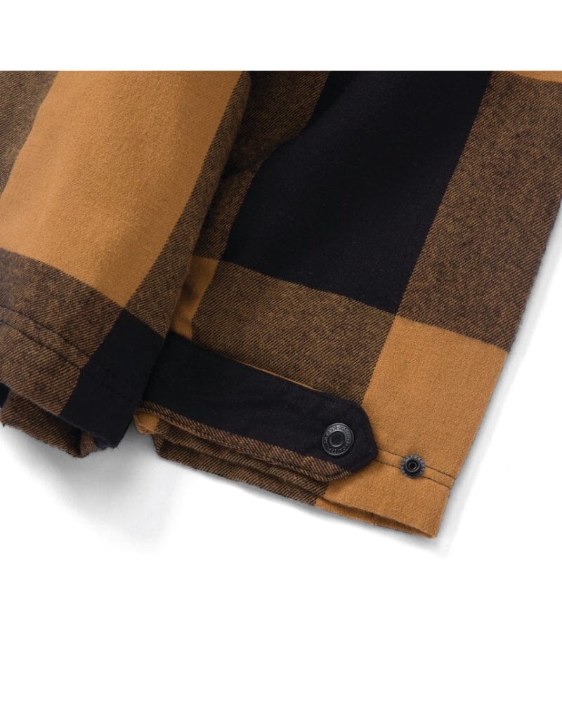 Hooded Flannel Shirt Jacket - Black/Bronze