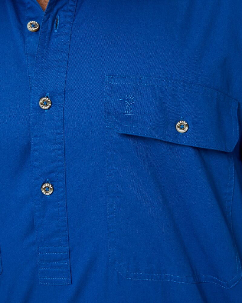 Closed Front SS Shirt - Cobalt