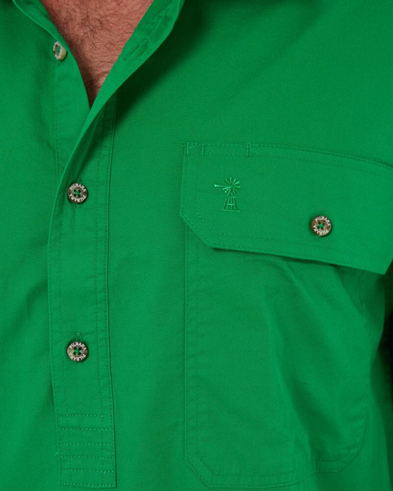 Closed Front Cotton Twill Shirt LS - Emerald