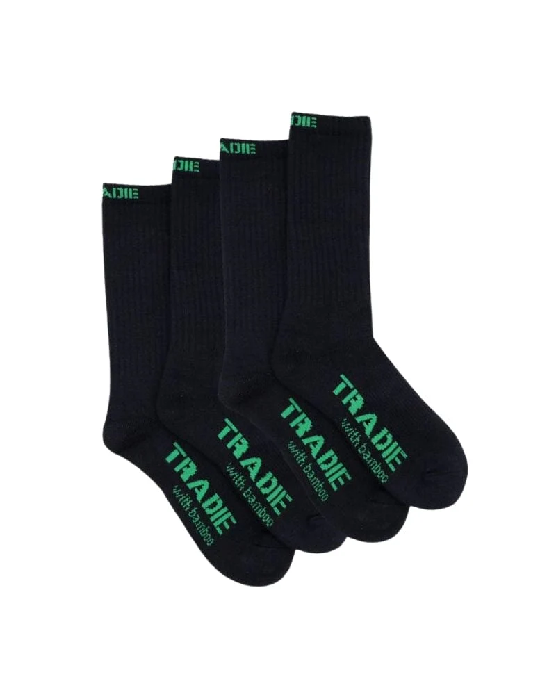 Ribbed Bamboo Work Crew Sock 2pk - Black