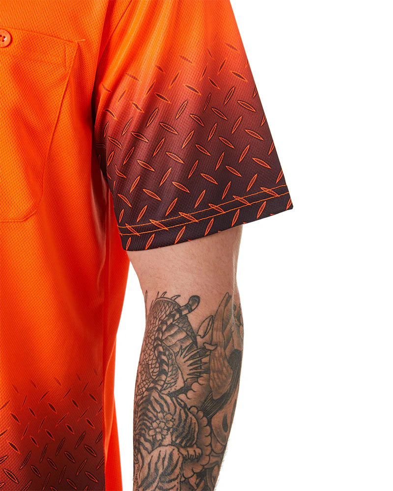 Hi Vis Sublimated Diamond Plate Polo - Orange/Navy