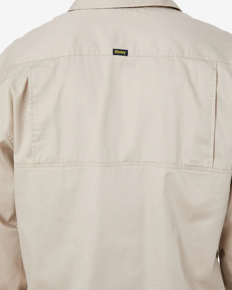 Closed Front Mens Lightweight LS Drill Shirt - Sand