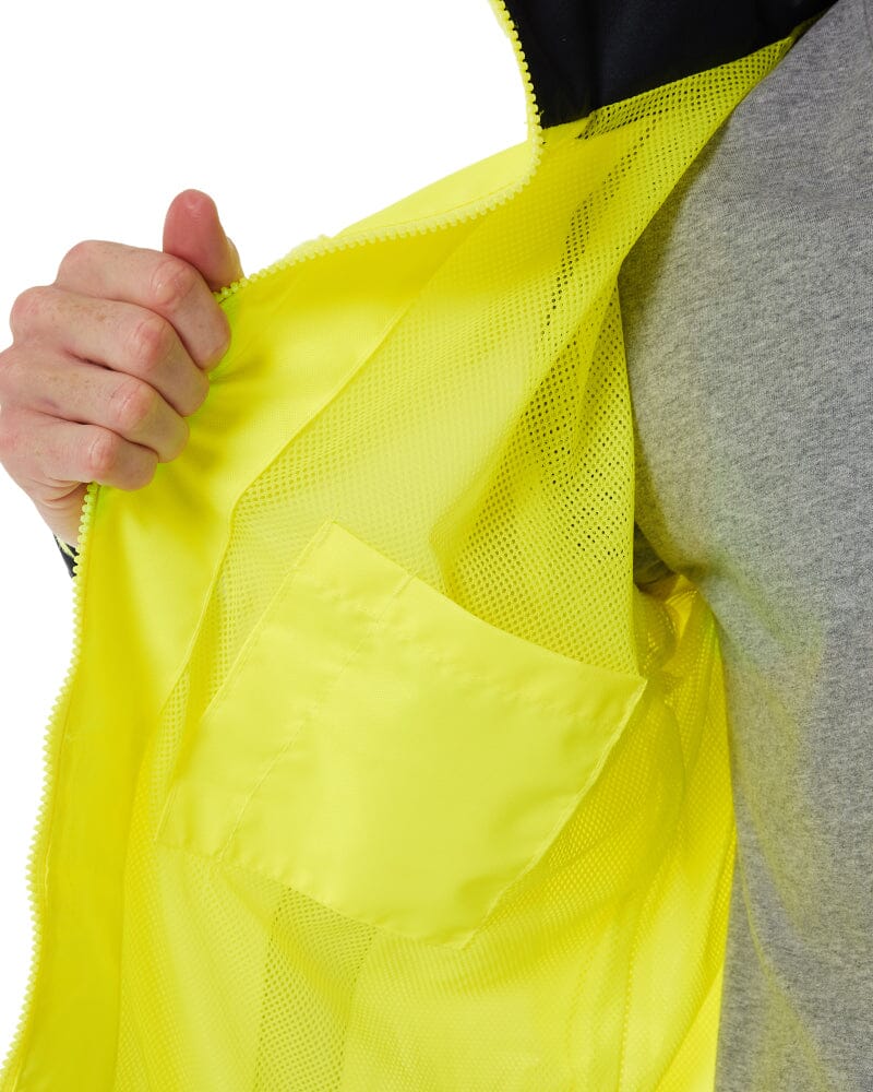 Taped Hi Vis Rain Shell Jacket - Yellow/Navy