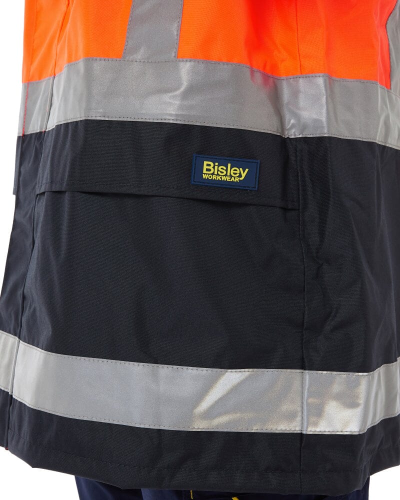 Taped Hi Vis Rain Shell Jacket - Orange/Navy