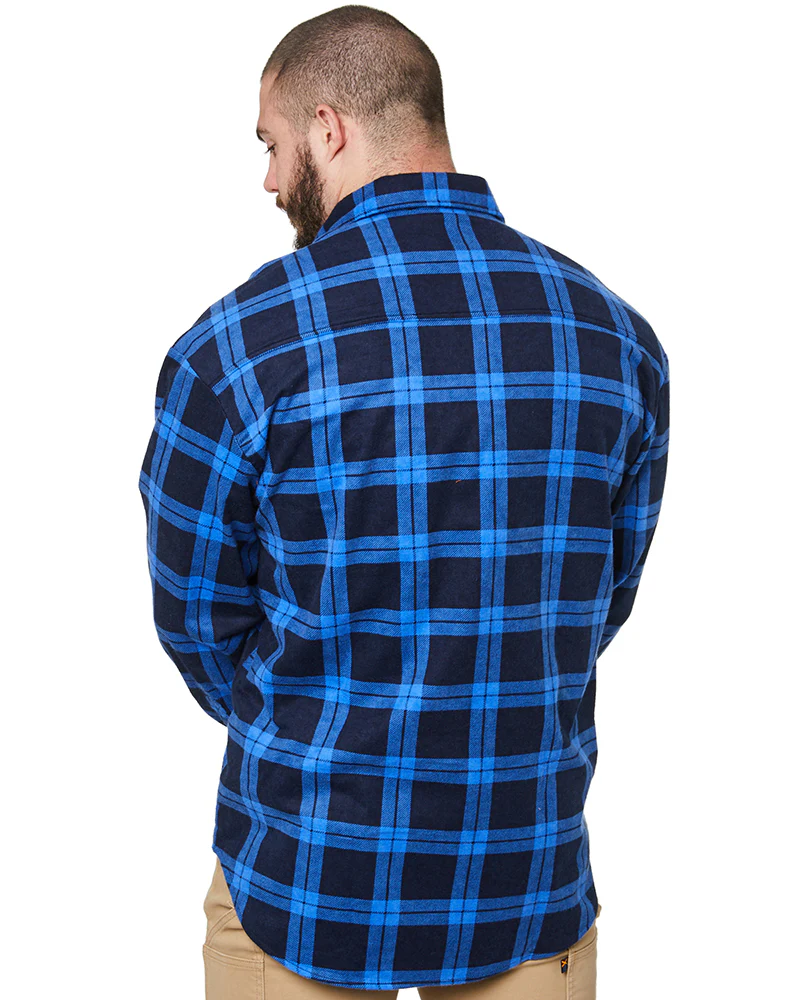 Open Front Flannelette Shirt - Royal/Navy