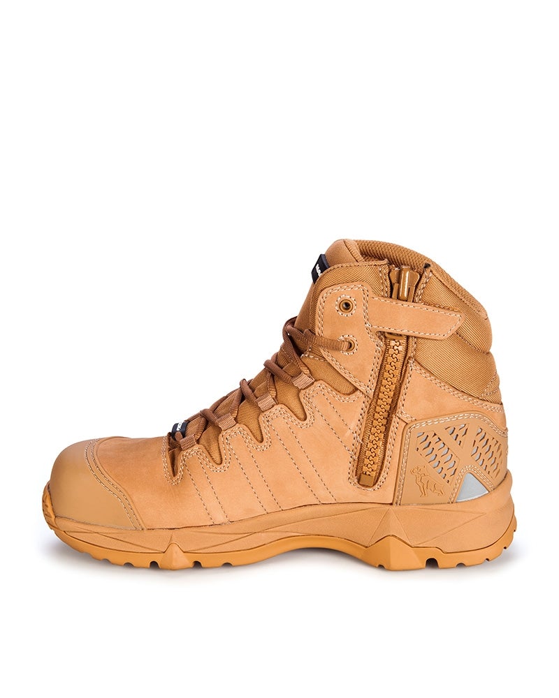 Octane Lace Up Safety Boot with Zip - Honey