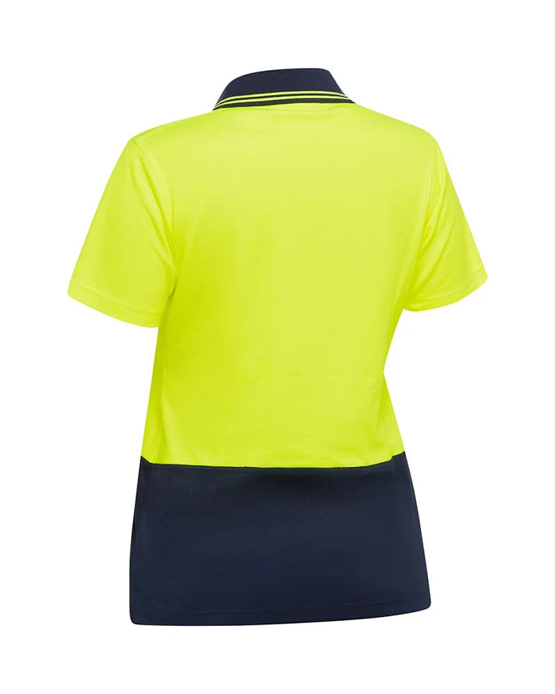 Womens Hi Vis V Neck Polo - Yellow/Navy