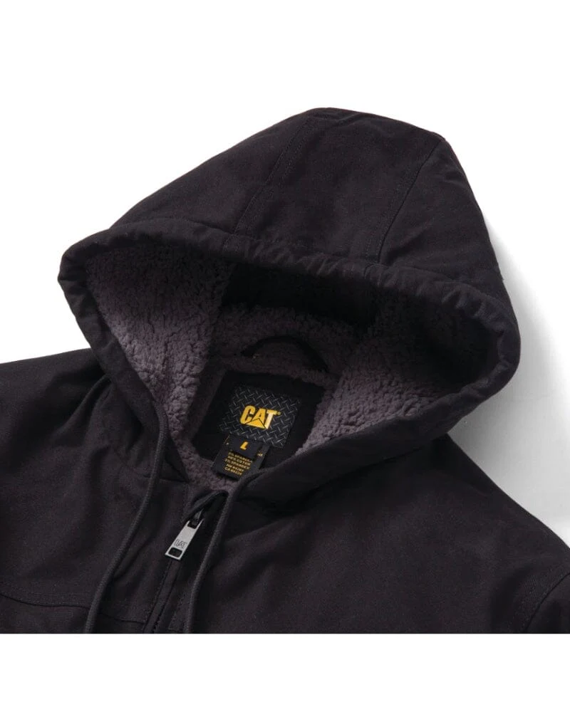 Hooded Sherpa Lined Jacket - Black