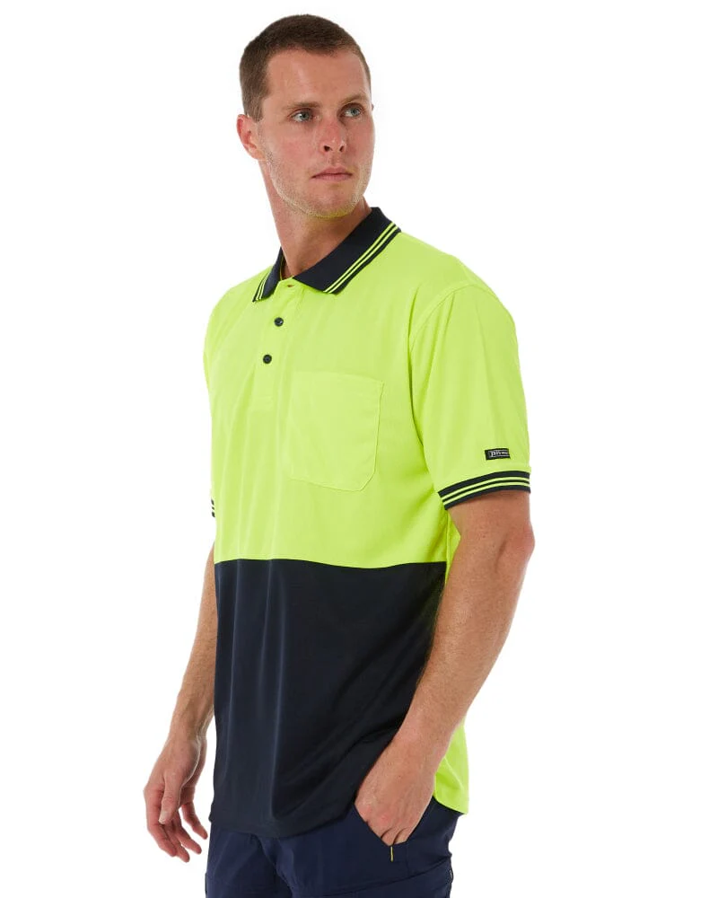 Hi Vis SS Traditional Polo - Lime/Navy