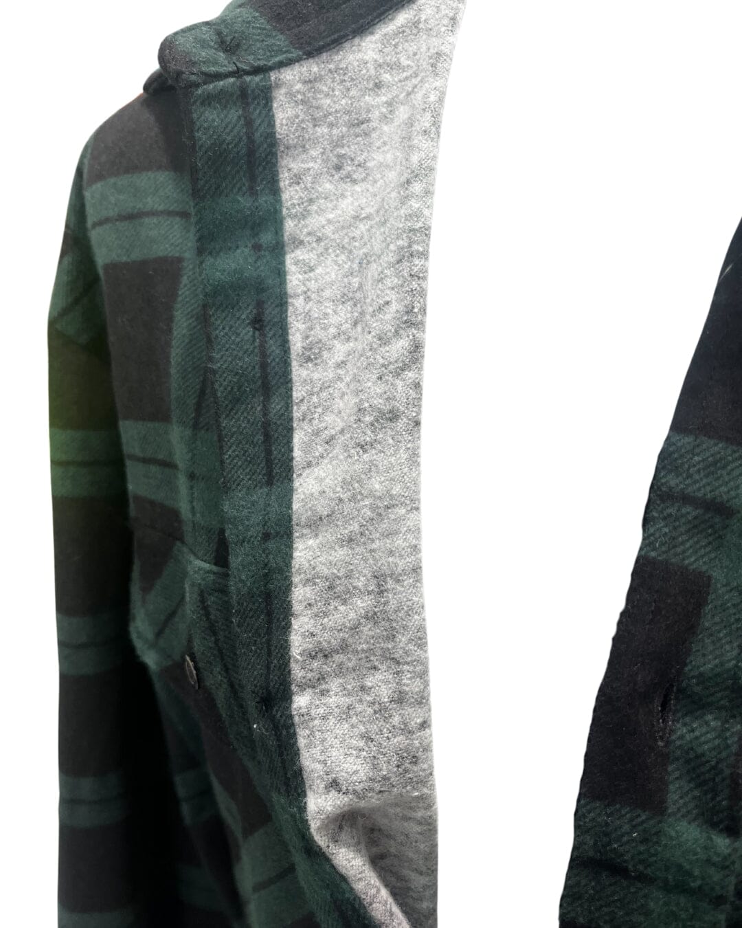 Open Front Flannelette Shirt - Black/Green