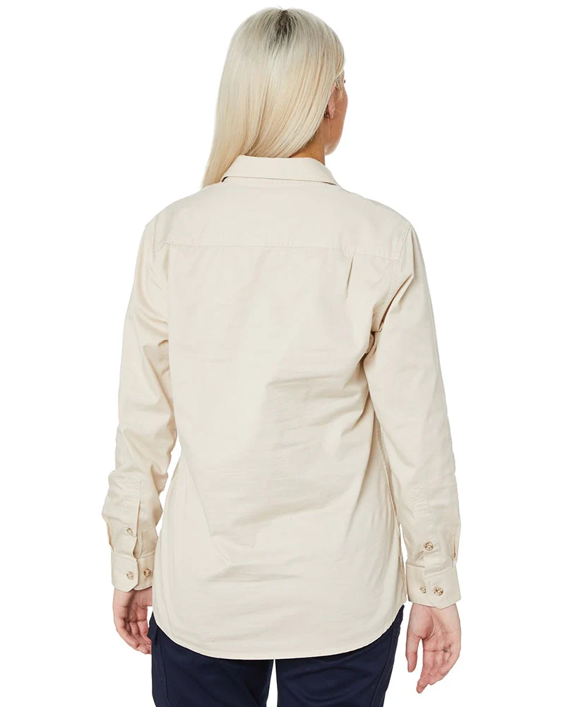 Ladies Closed Front Shirt LS - Stone