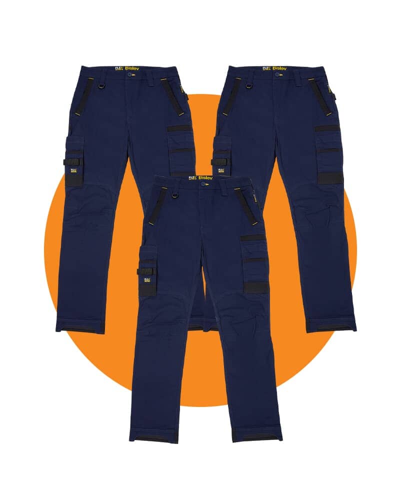 Tradies Flex and Move Stretch Cargo Utility Pant Value Pack - Navy