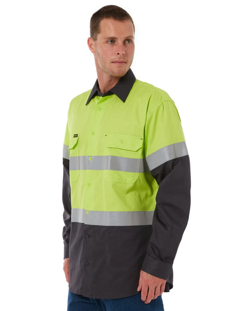 Taped Hi Vis Cool Lightweight LS Shirt - Lime/Charcoal