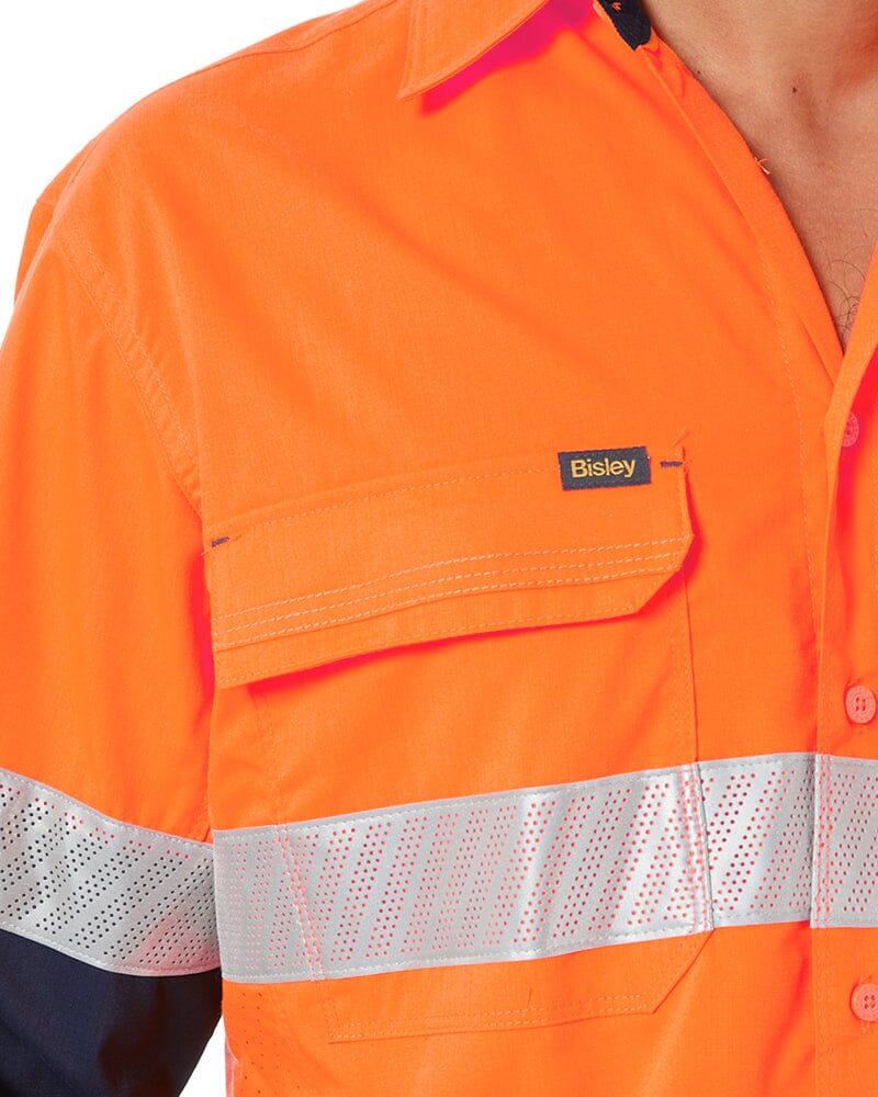X Airflow Hi Vis Taped Stretch Ripstop Shirt  - Orange/Navy
