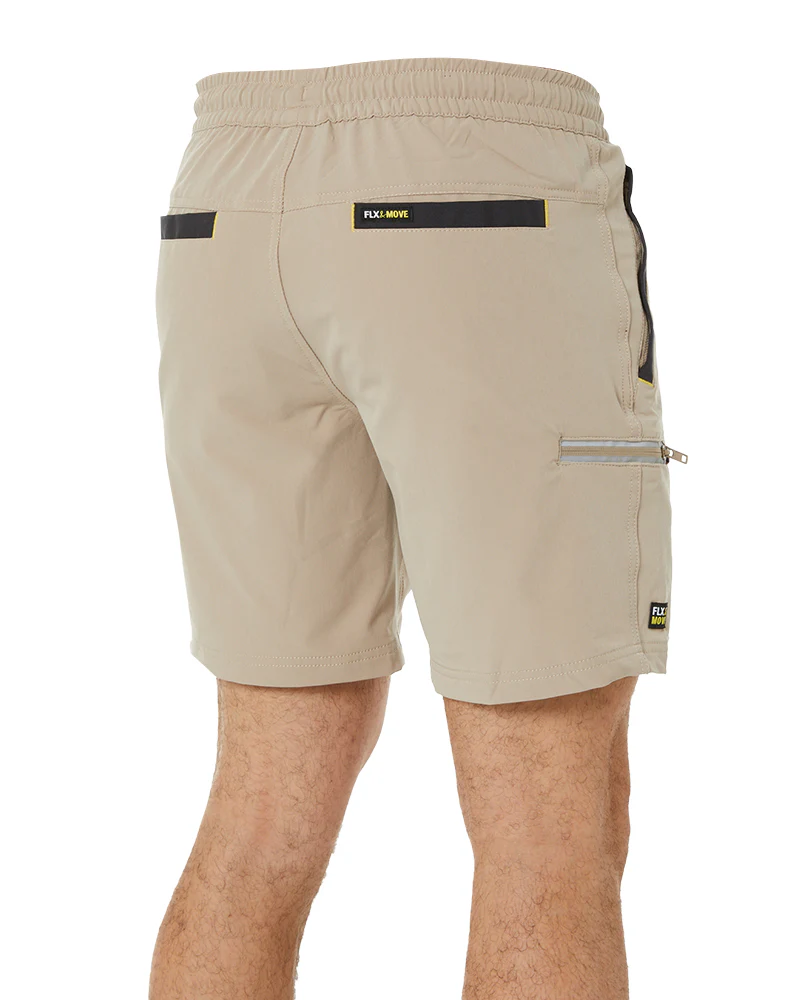 Flex and Move Tradie 4 Way Stretch Elastic Waist Cargo Short - Stone
