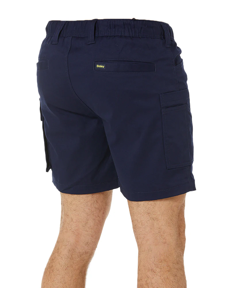 Stretch Cotton Elastic Waist Cargo Short - Navy