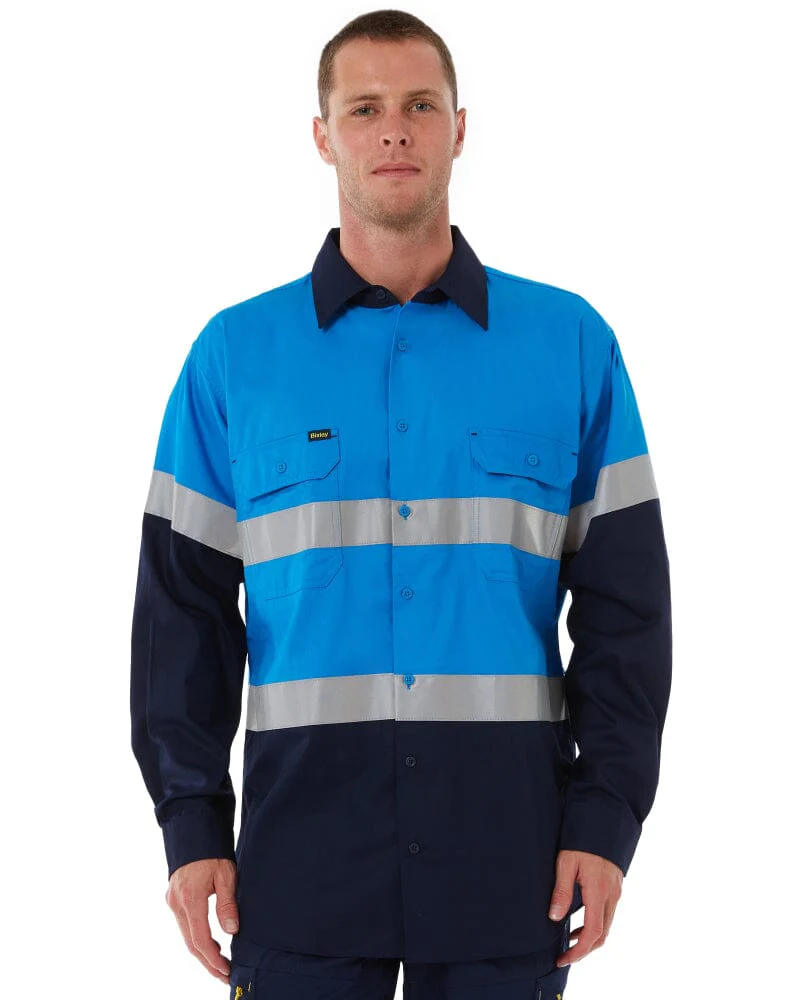 Taped Hi Vis Cool Lightweight LS Shirt - Blue/Navy