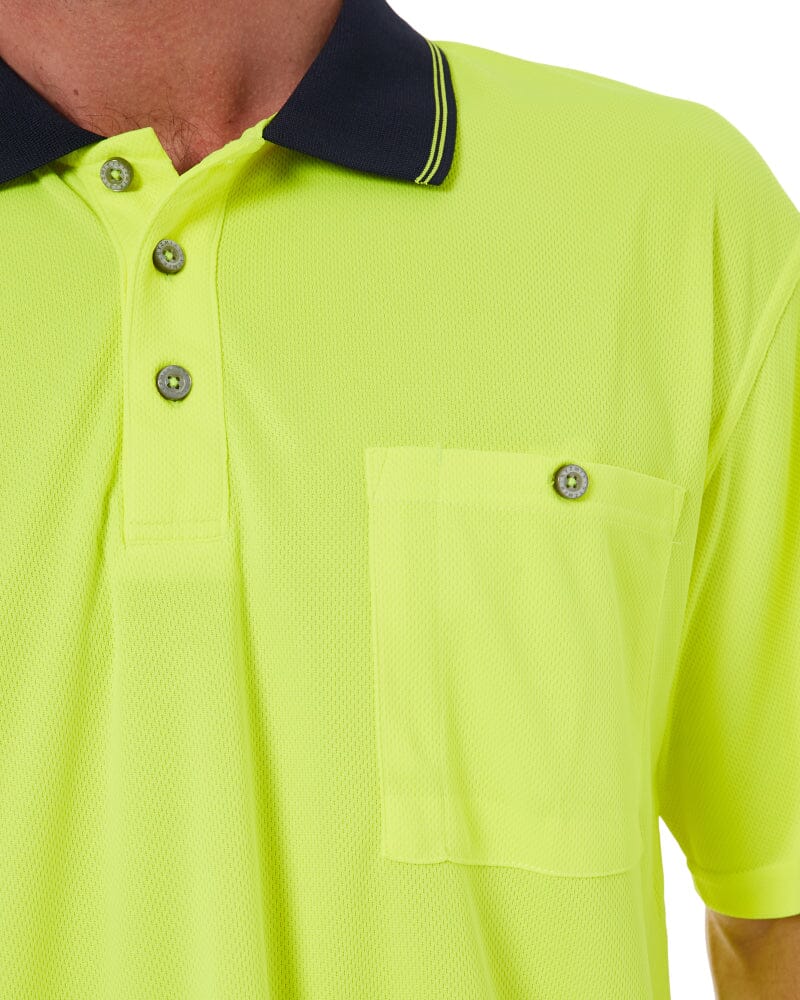 Hi Vis Basic Short Sleeve Polo - Yellow/Navy