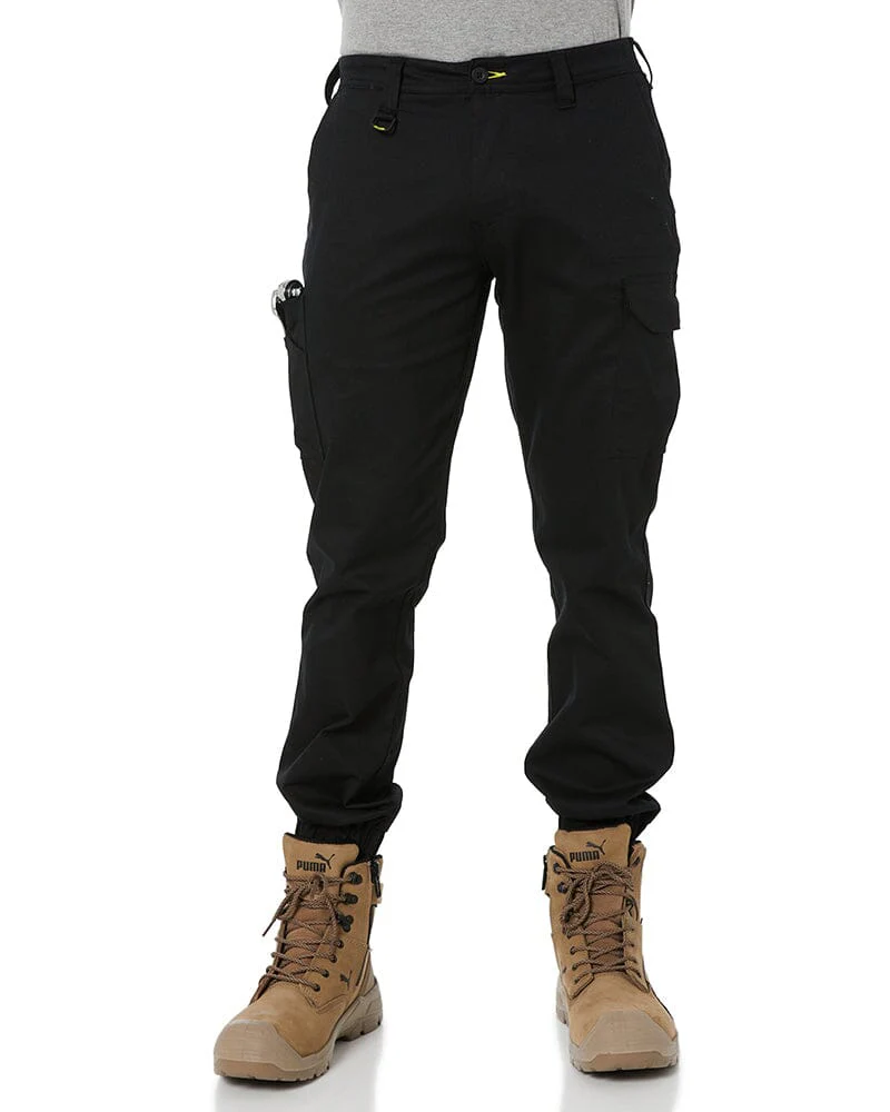 Tradies Stretch Cotton Drill Cargo Cuffed Pants 2 Value Pack - Black