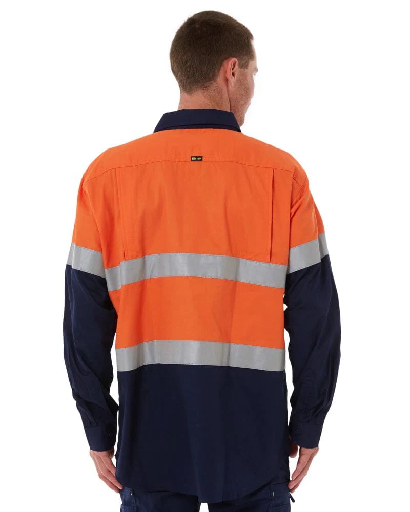 Taped Hi Vis Cool Lightweight LS Shirt - Orange/Navy