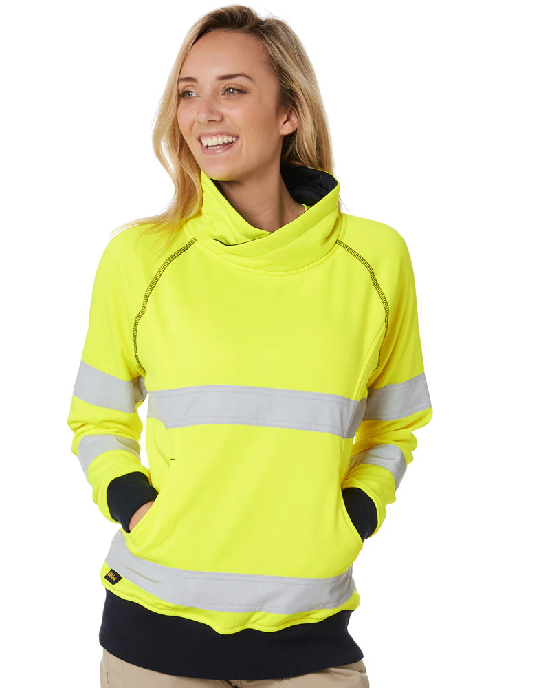 Womens Taped Hi Vis Fleece Jumper - Yellow