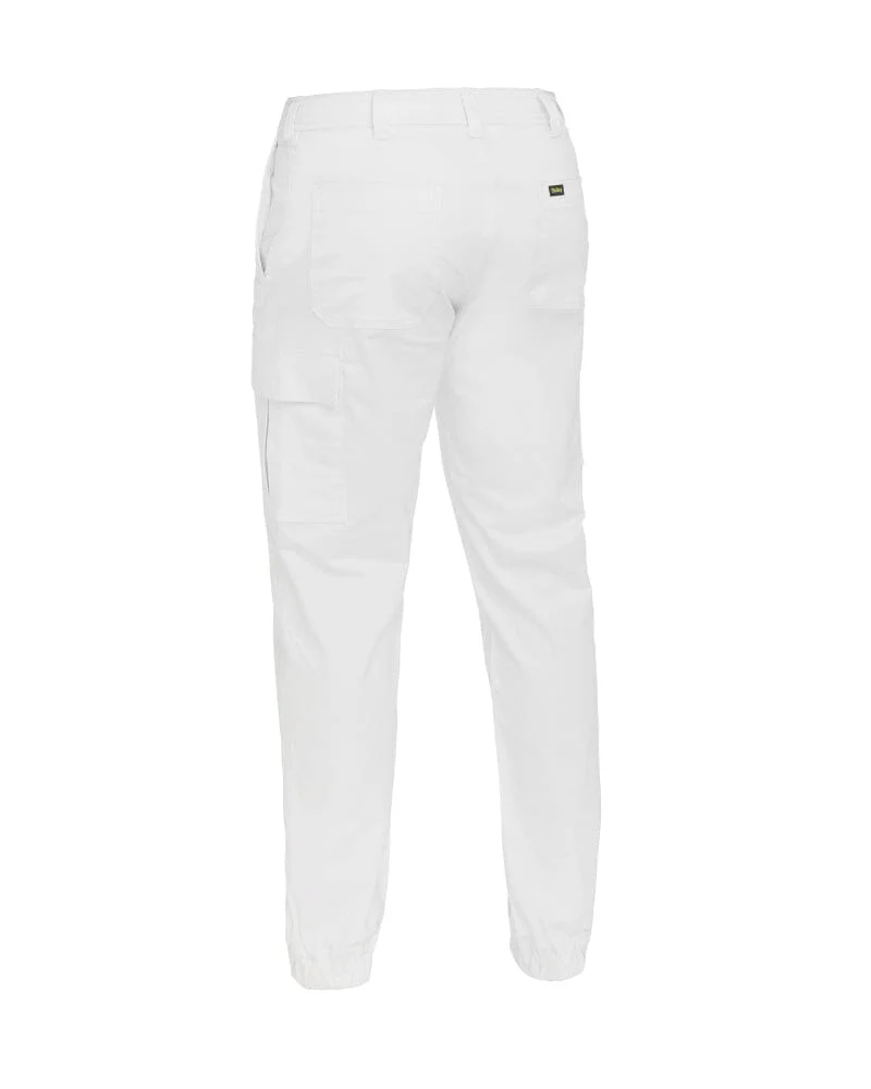Stretch Cotton Drill Cargo Cuffed Pants - White