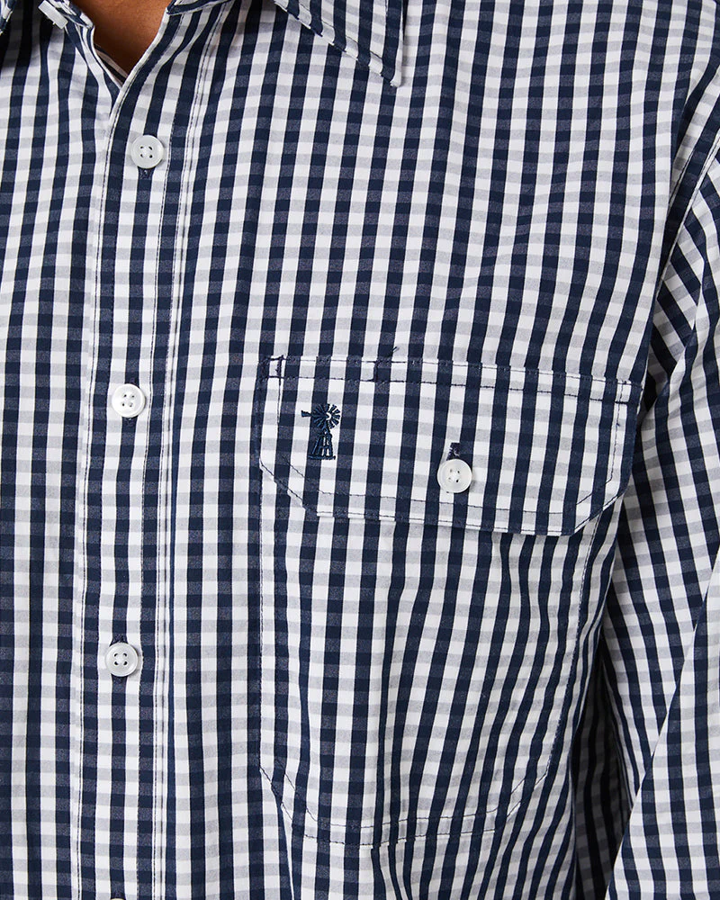 Checked LS Shirt - Navy/White