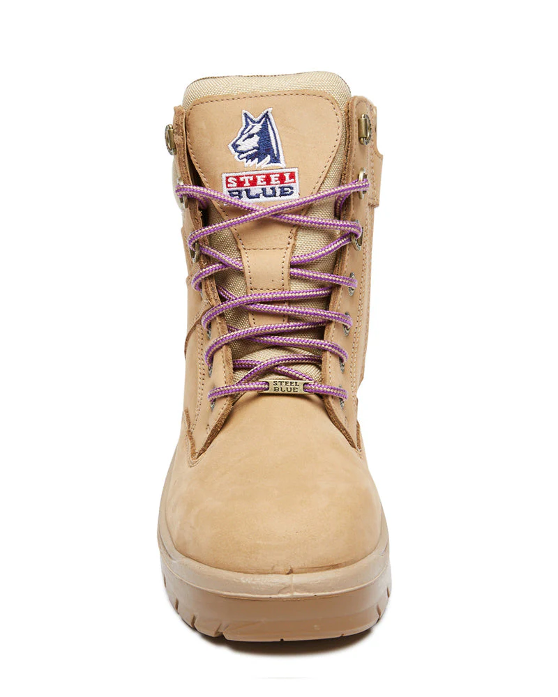 Ladies Southern Cross Lace Up Ankle Boot with Zip - Sand