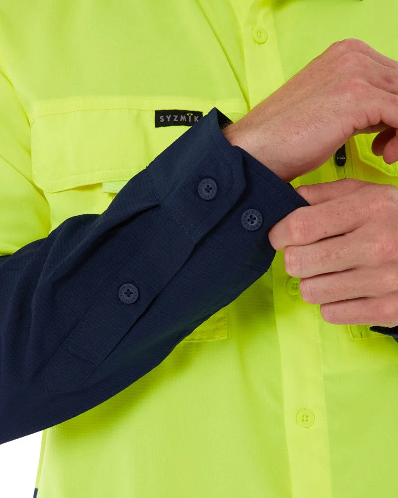 Hi Vis Outdoor Long Sleeve Shirt - Yellow/Navy