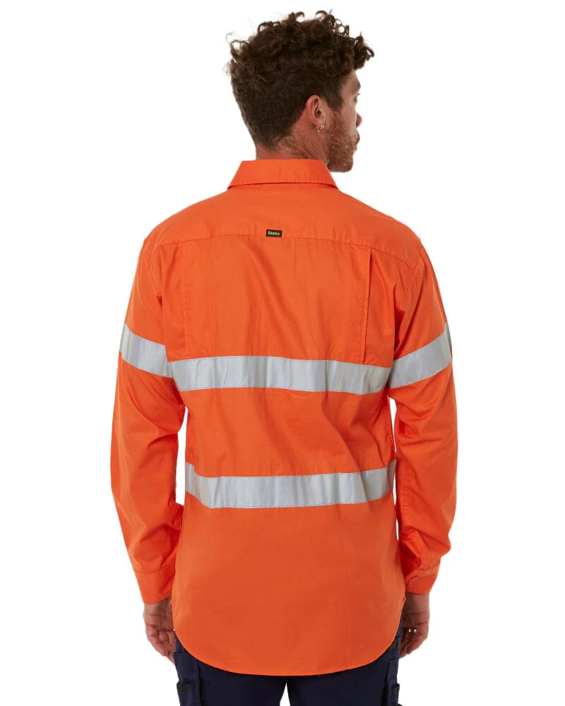 Taped Cool Lightweight Gusset Cuff Hi Vis Drill Shirt - Orange