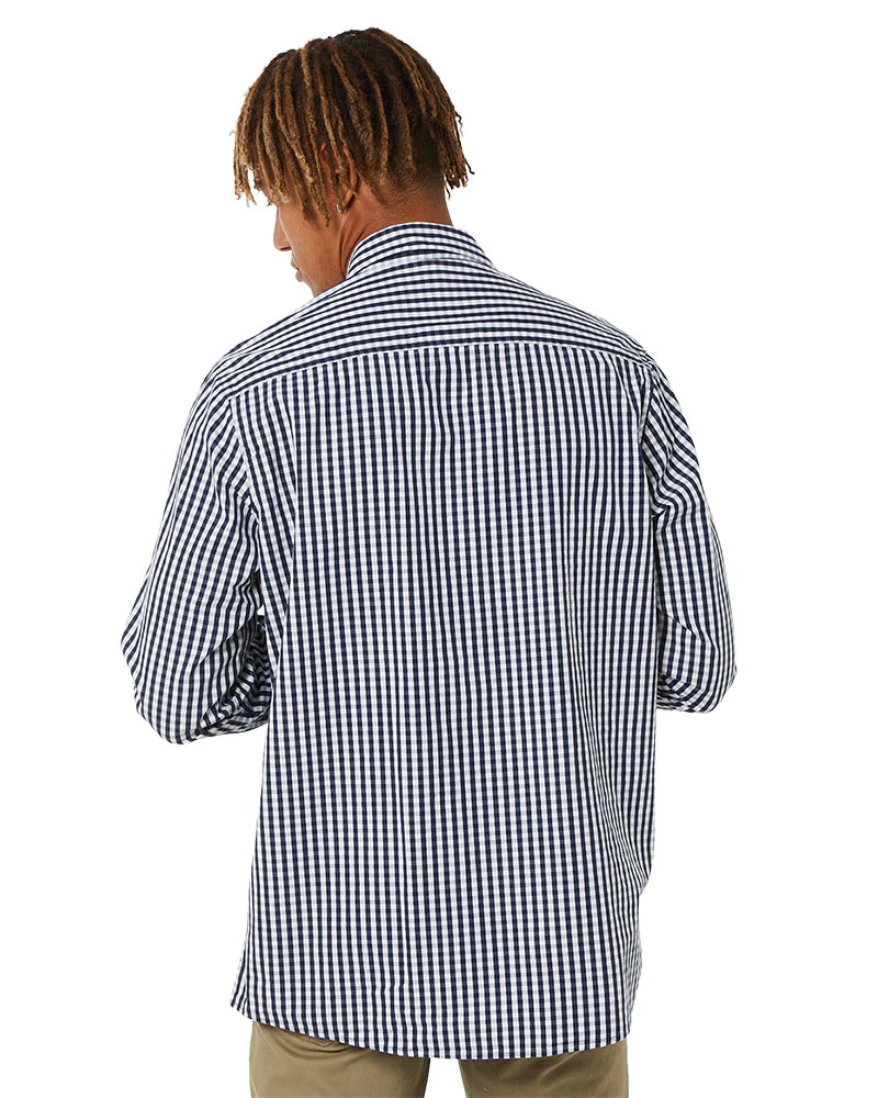 Checked LS Shirt - Navy/White
