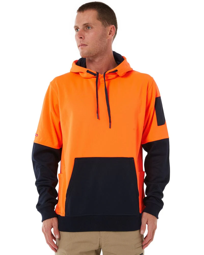 Brushed Fleece Hoodie - Orange/Navy