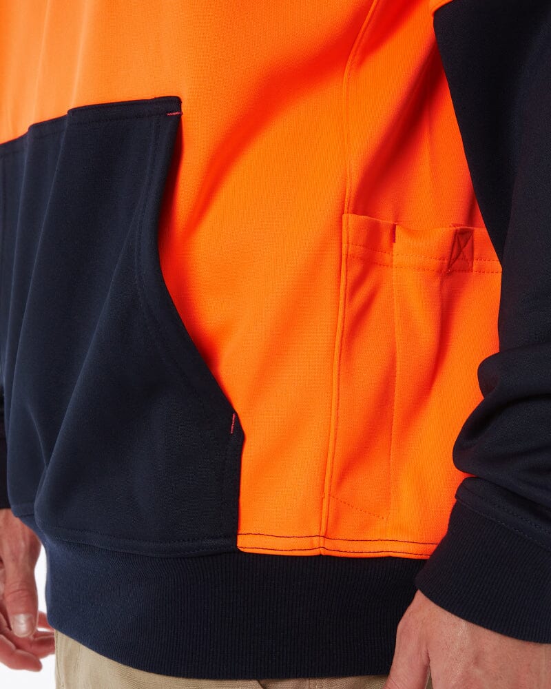 Brushed Fleece Hoodie - Orange/Navy